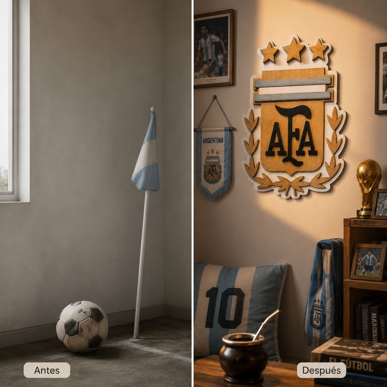 Escudo Argentina AFA en madera 3D