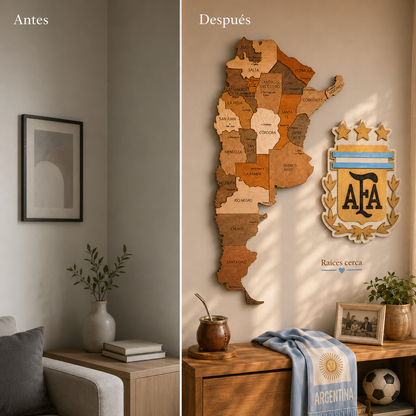 Raíces Argentinas — Mapa Argentina + Escudo AFA