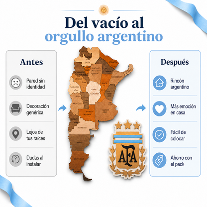 Raíces Argentinas — Mapa Argentina + Escudo AFA