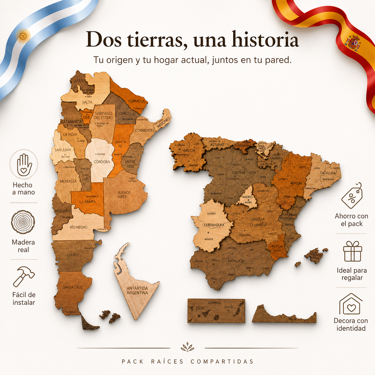 Pack Emigramos — Mapa Argentina + Mapa España