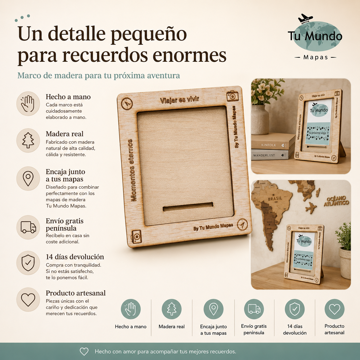 Marco de fotos de madera — Momentos Eternos