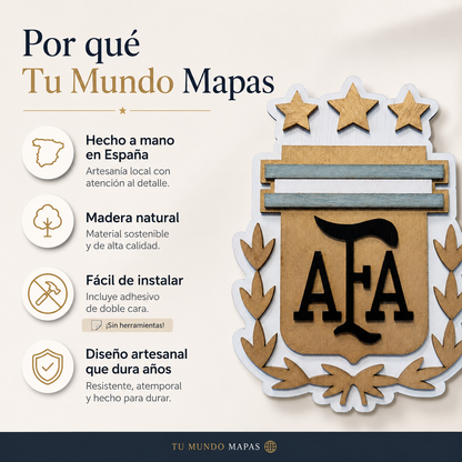 Escudo Argentina AFA en madera 3D