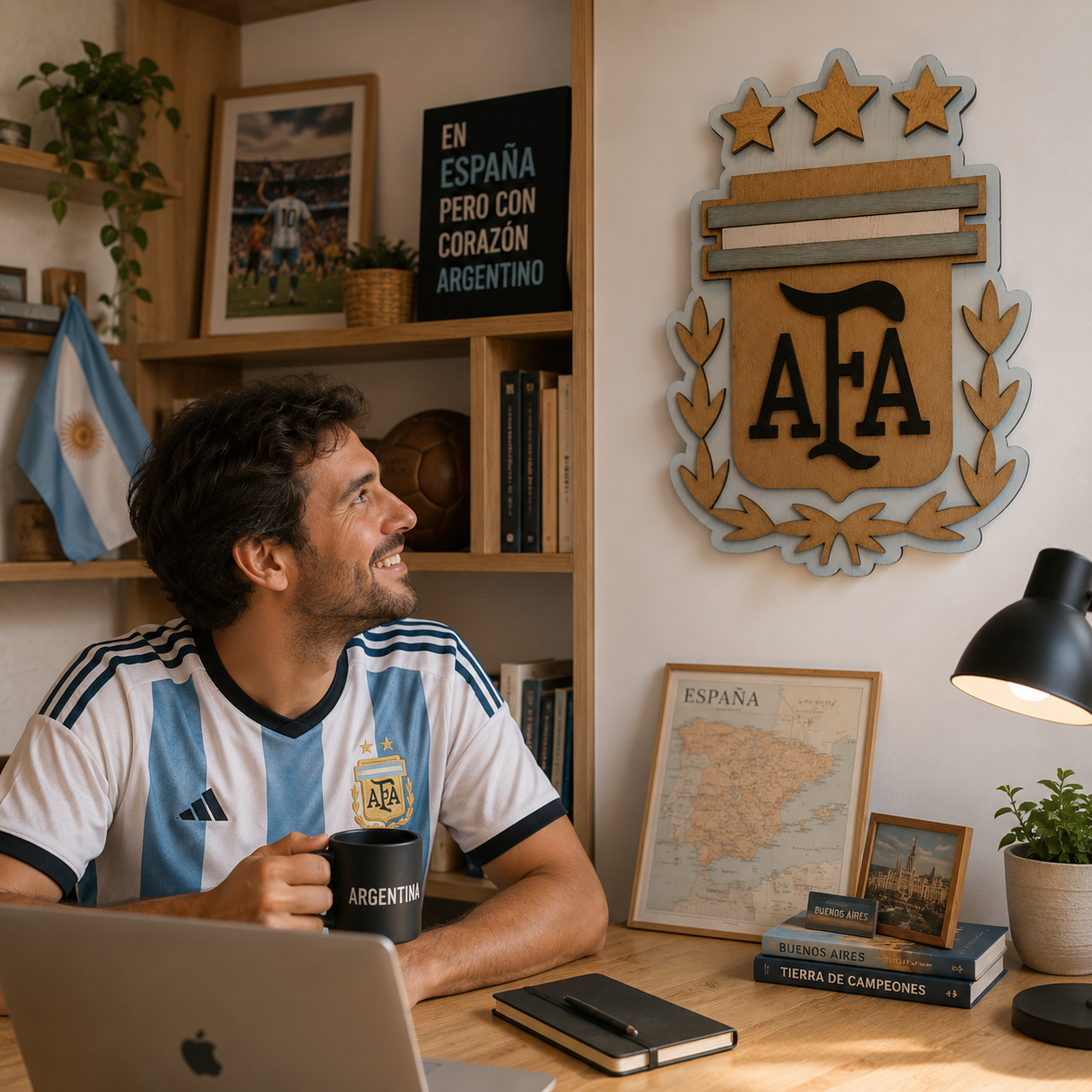 Escudo Argentina AFA en madera 3D