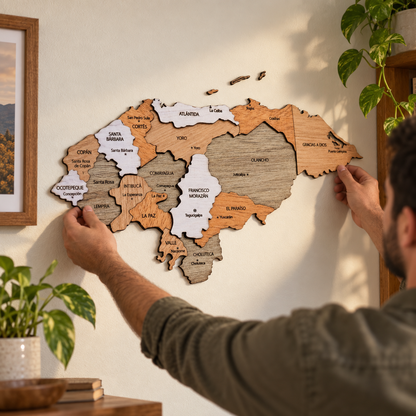 Mapa de Honduras en madera 3D