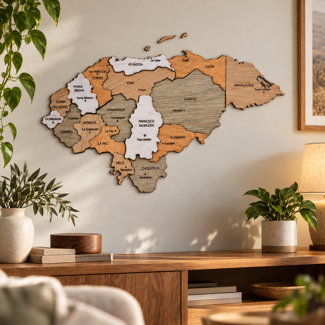 Mapa de Honduras en madera 3D