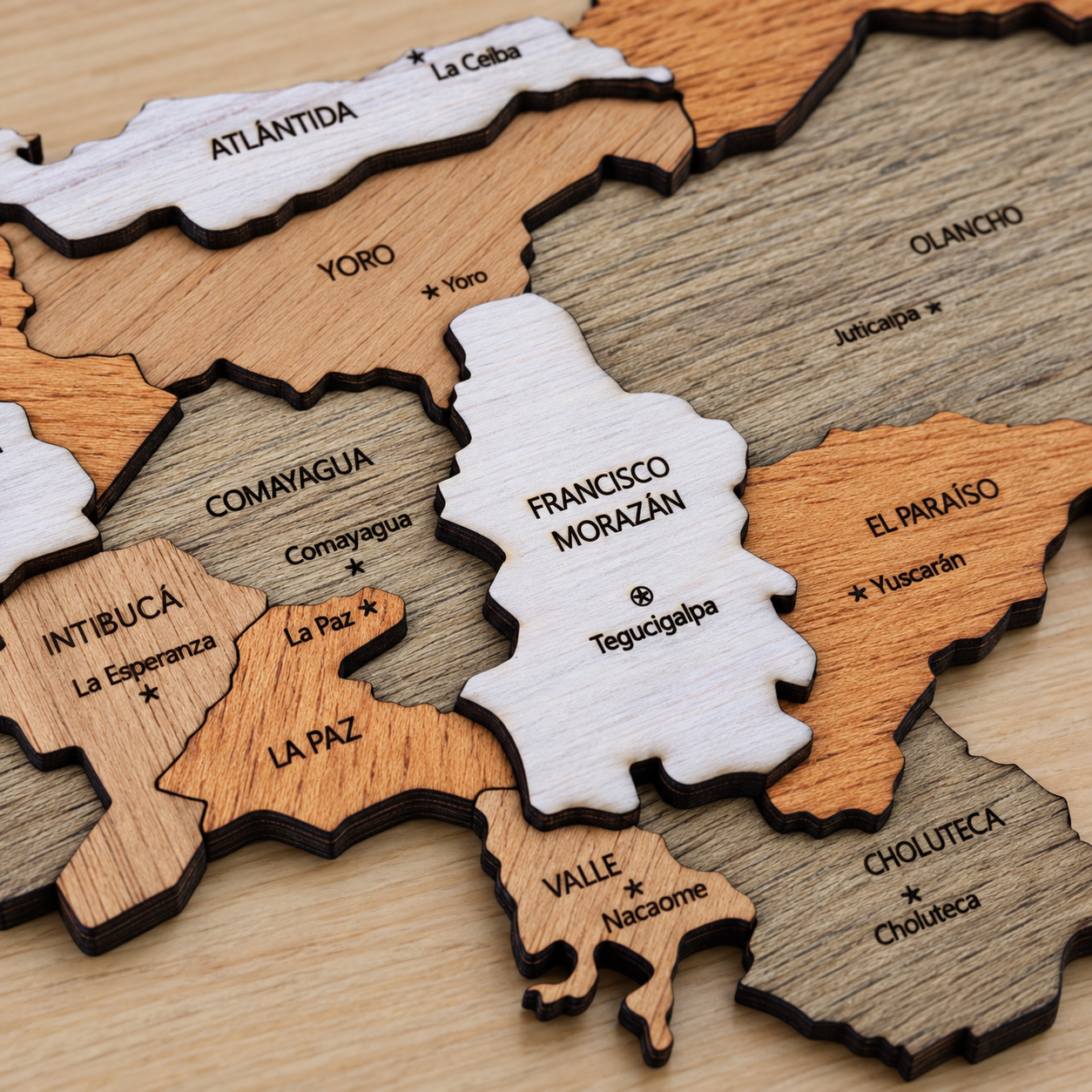 Mapa de Honduras en madera 3D