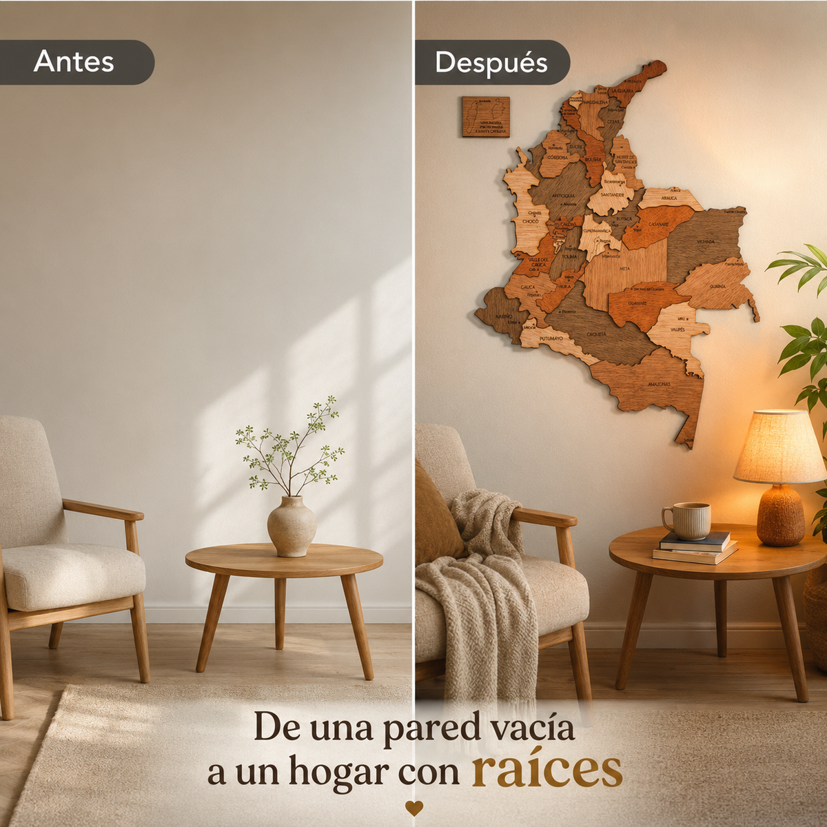 Mapa de Colombia en madera 3D