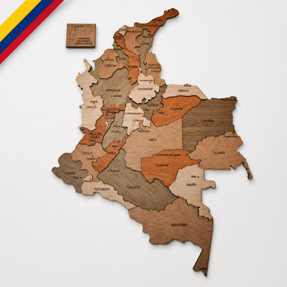 Mapa de Colombia en madera 3D