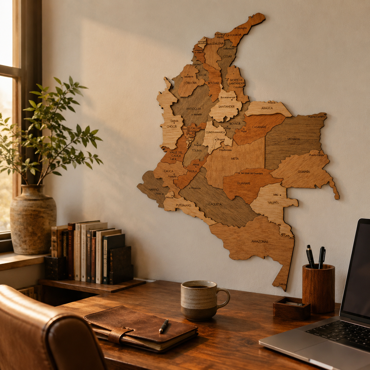 Mapa de Colombia en madera 3D