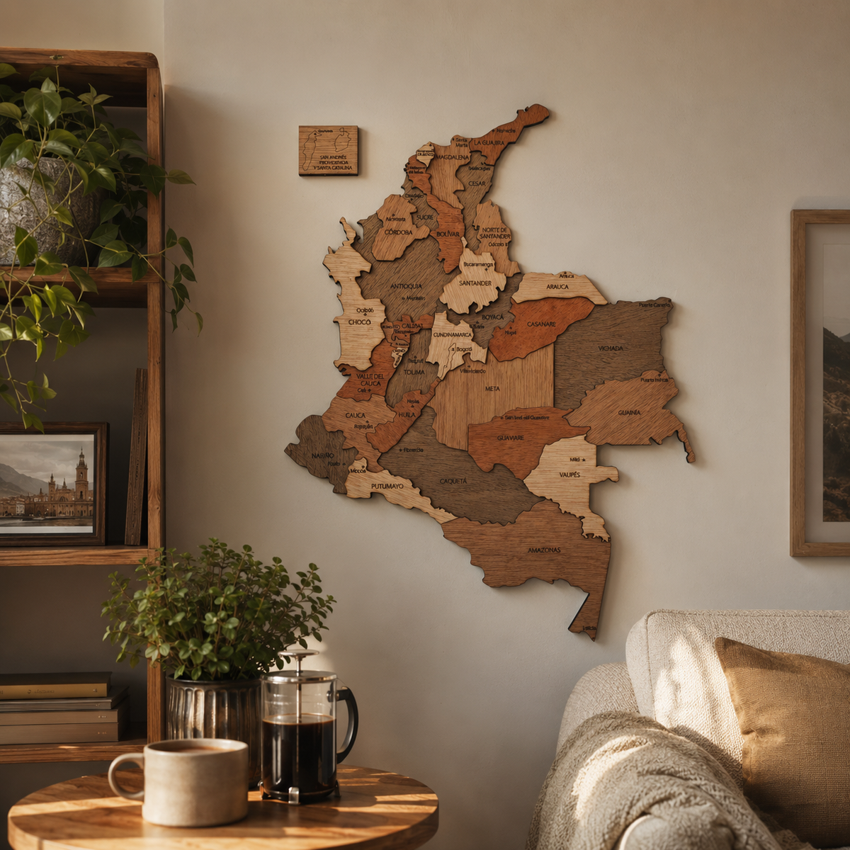 Mapa de Colombia en madera 3D