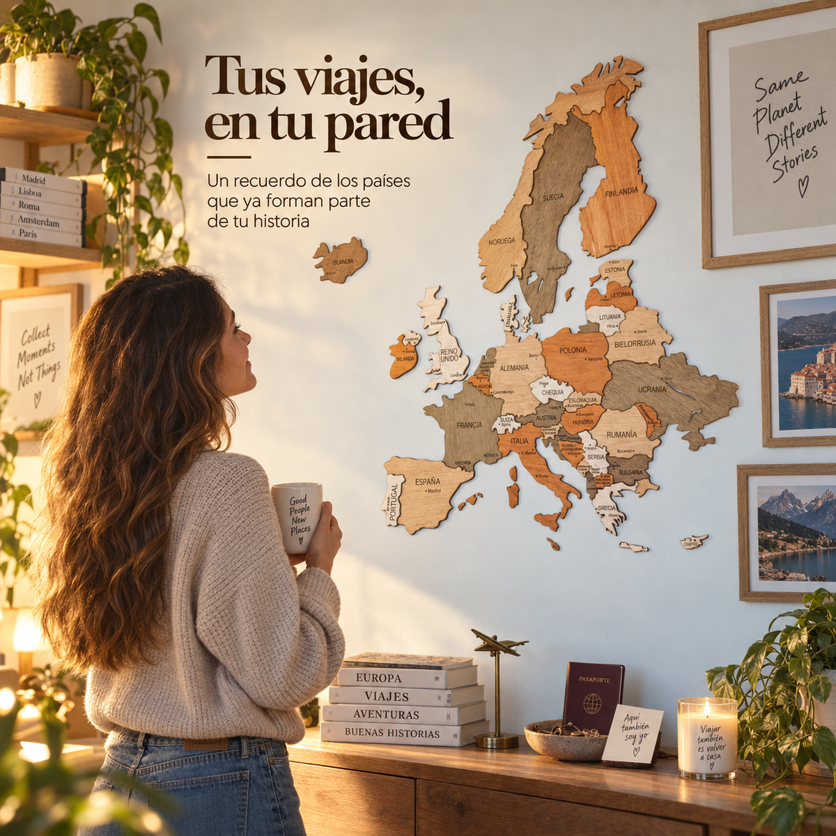 Mapa Europa Madera 3D