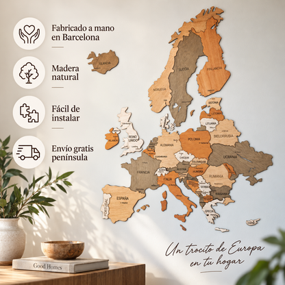 Mapa Europa Madera 3D