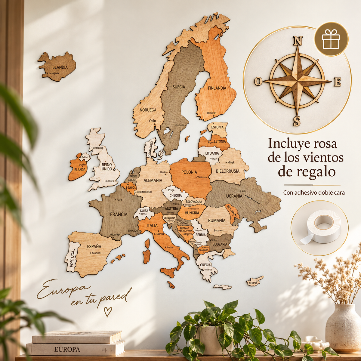 Mapa Europa Madera 3D
