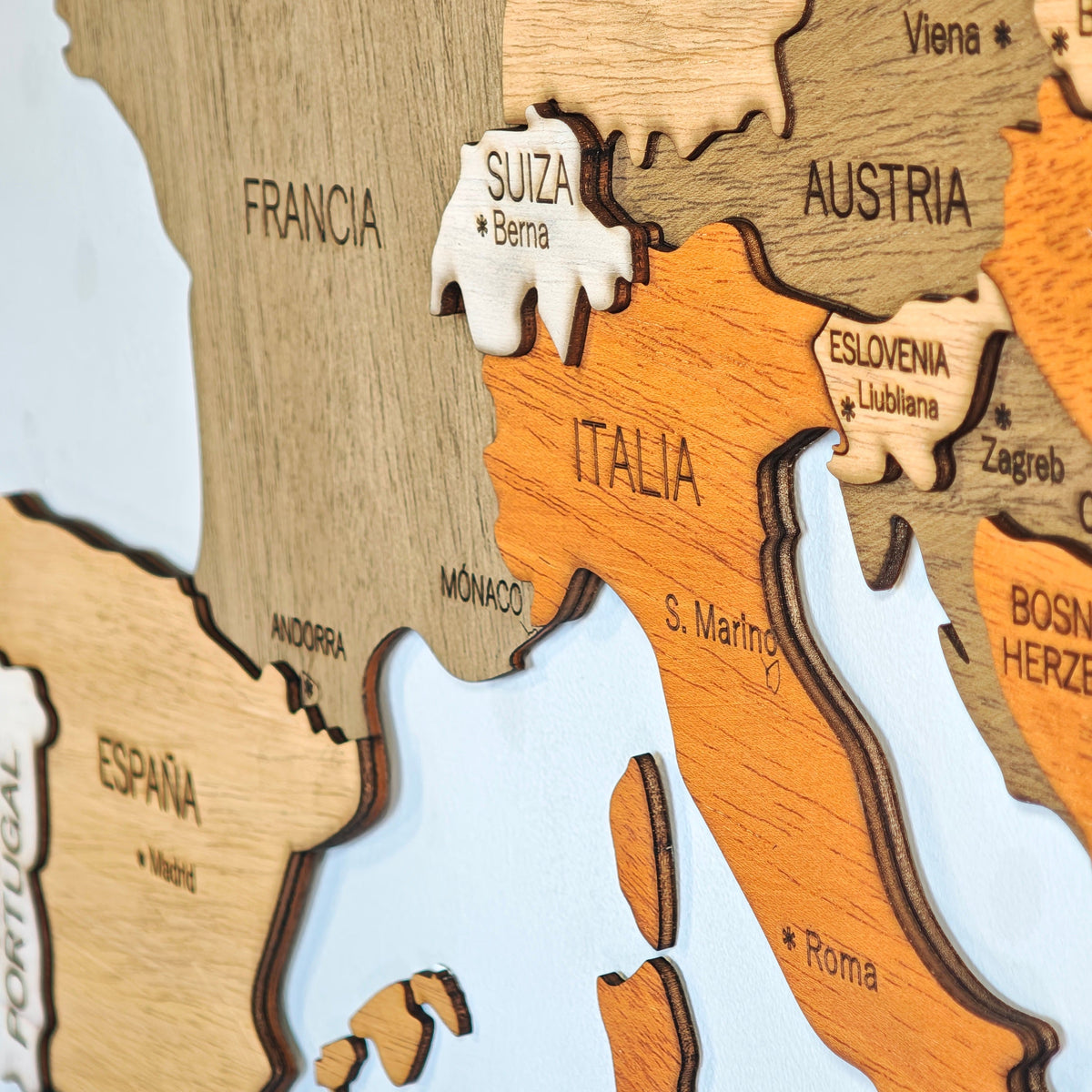 Mapa Europa Madera 3D