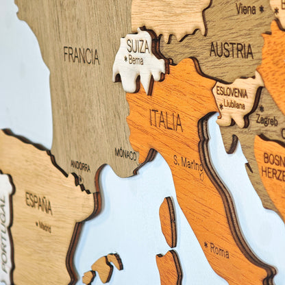 Mapa Europa Madera 3D