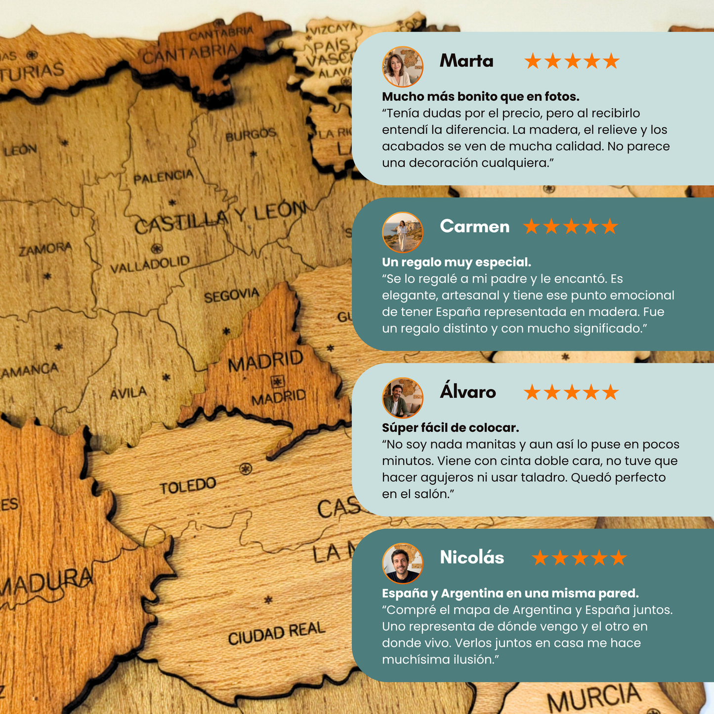 Mapa de España en madera 3D